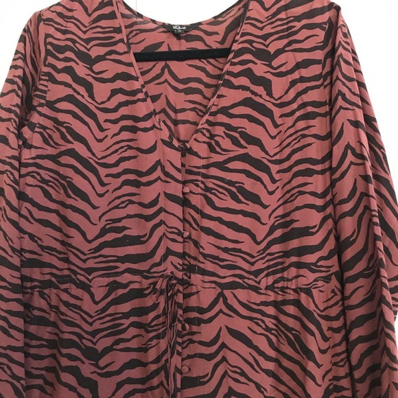 RAILS Rust Black JADE Tiger Stripe High/Low Ruffle Hem Midi Dress V-Neck Medium - Picture 4 of 5